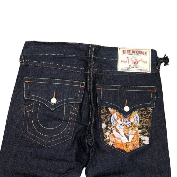 Brand New Vintage True Religion Embroidered Jeans Size 32 JOEY Blue - Picture 8 of 12